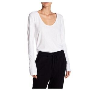 Standard James Perse 1 Slub Modal Blend Scoop Long Sleeve White Basic T Shirt S